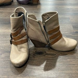 Tan/brown wedge booties